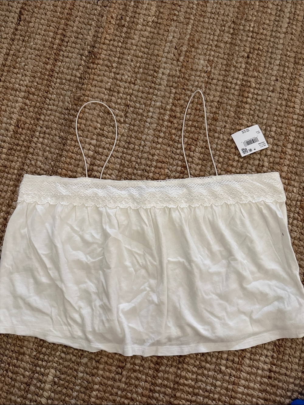 American Eagle Outfitters White Lace-Trim Tank Top